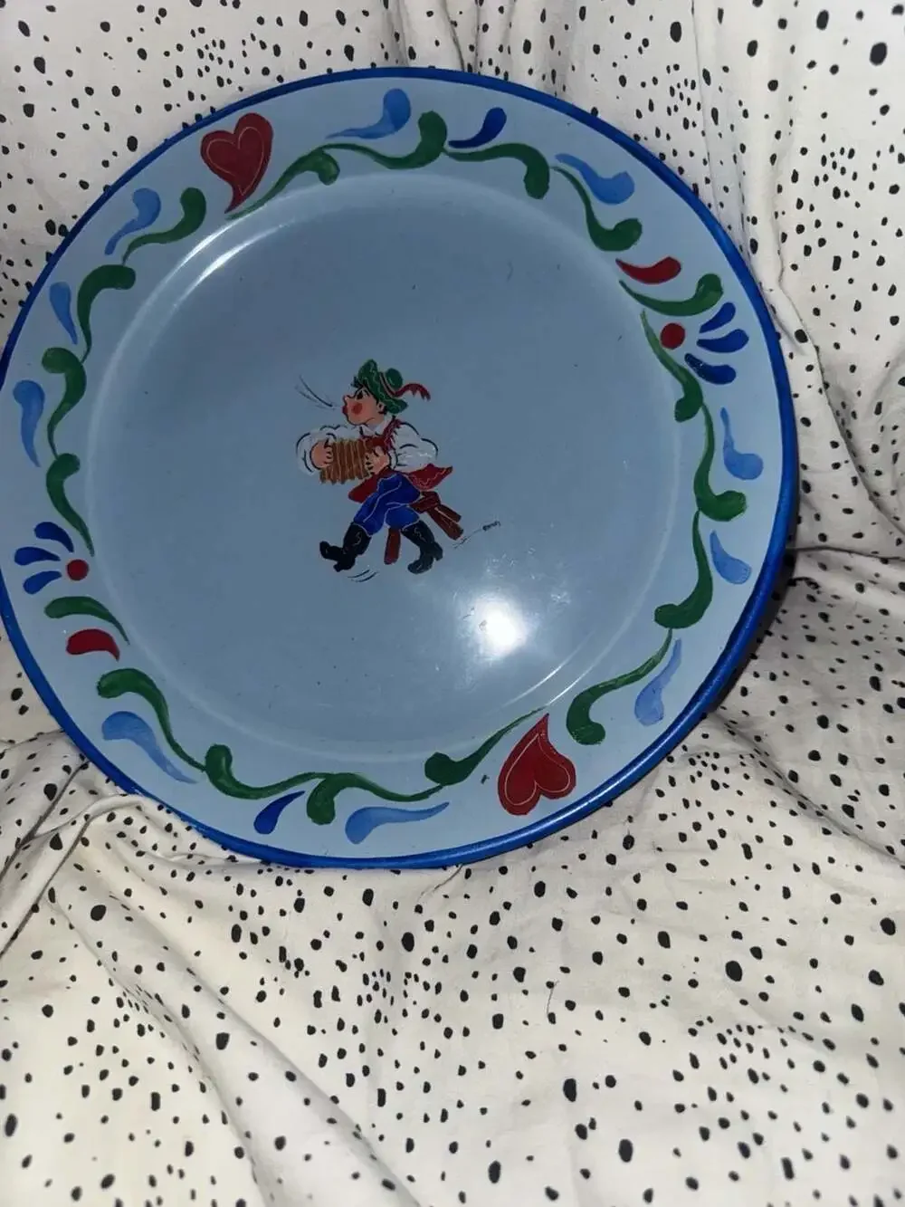 Vintage Santa Anita Ware Hand-Painted Folk Art Plate with Accordion Player